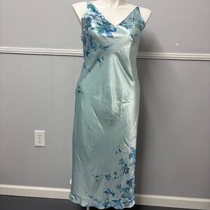 Halston Slip Dress Blue Floral Size Medium